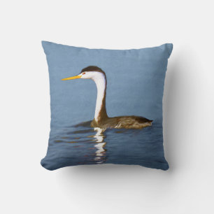 Clark's Grebe Painting - Original Bird Art Kissen