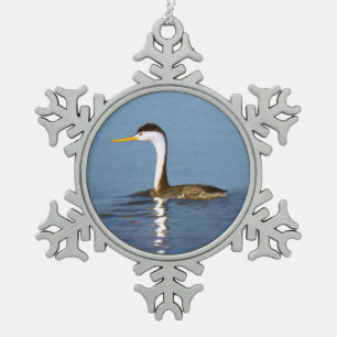 Clark's Grebe Painting - Original Bird Art Schneeflocken Zinn-Ornament