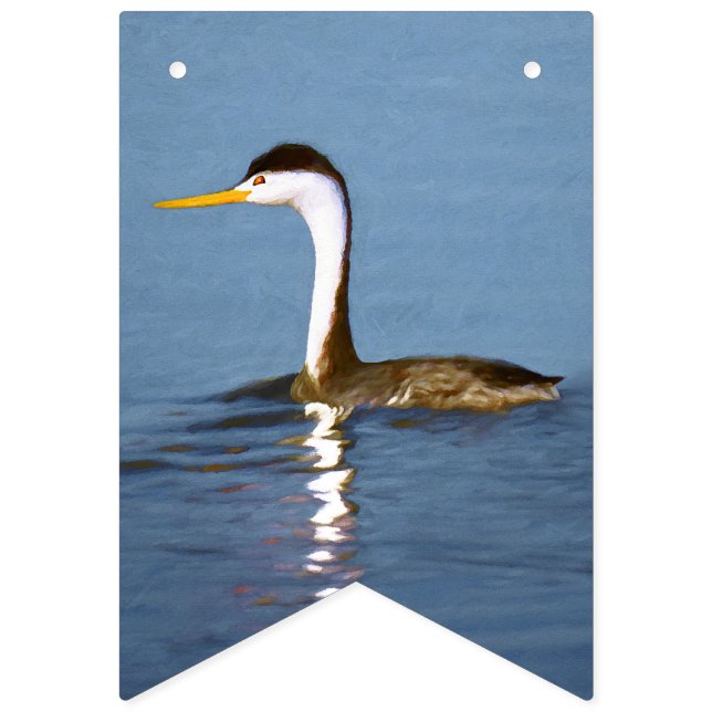 Clark's Grebe Painting - Original Bird Art Wimpelkette (Erste Fahne)