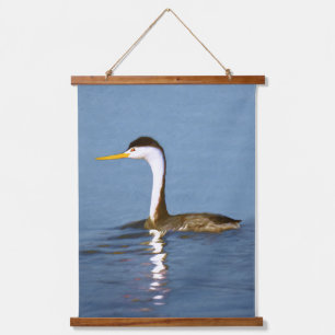Clark's Grebe Painting - Original Wild Bird Art Wandteppich Mit Holzrahmen