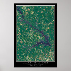 Clarks Hill Lake Georgia Satellite Map Poster