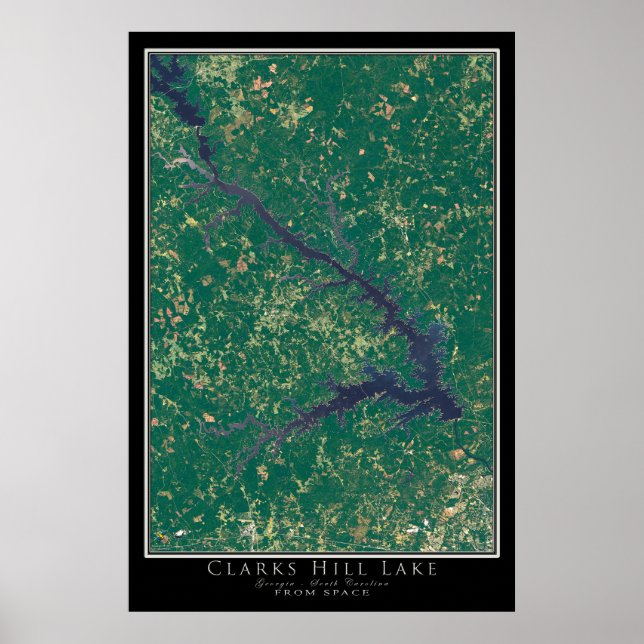 Clarks Hill Lake Georgia Satellite Map Poster (Vorne)