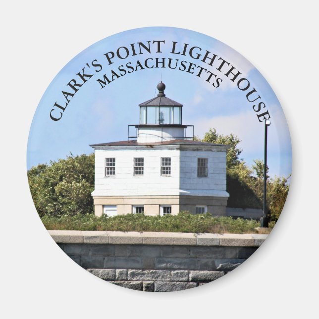 Clarks Point Lighthouse Massachusetts Round Magnet (Vorne)