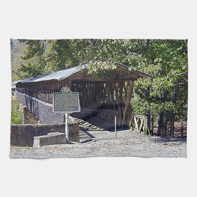 Clarkson Covered Brücke Alabama Geschirrtuch (Horizontal)