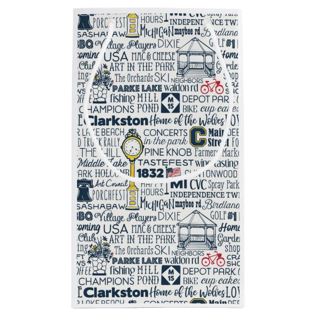 Clarkston Michigan Geschenk-Tasche Kleine Geschenktüte (Rückseite)