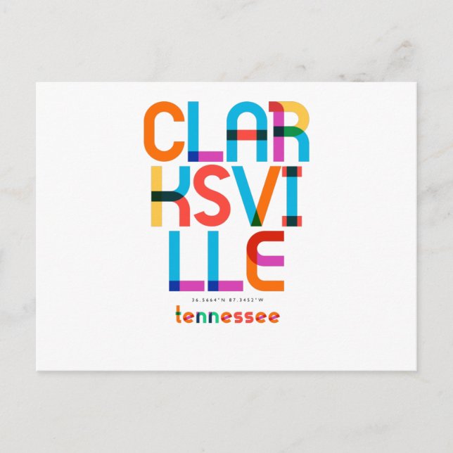 Clarksville Tennessee Mitte Jahrhundert, Pop Art, Postkarte (Vorderseite)