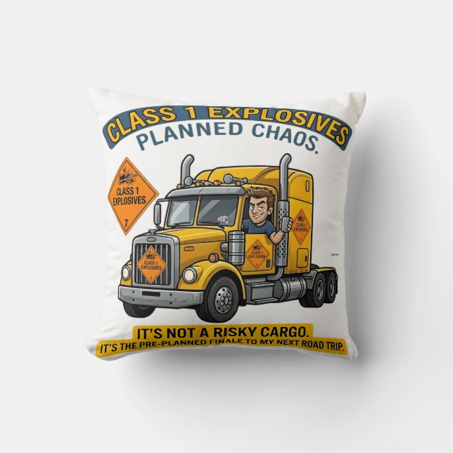 Class 1 Explosives Trucker Gift | Funny ADR Hazard Kissen (Vorderseite)