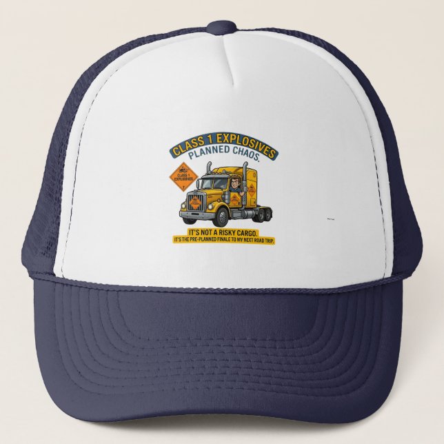 Class 1 Explosives Trucker Gift | Funny ADR Hazard Truckerkappe (Vorderseite)