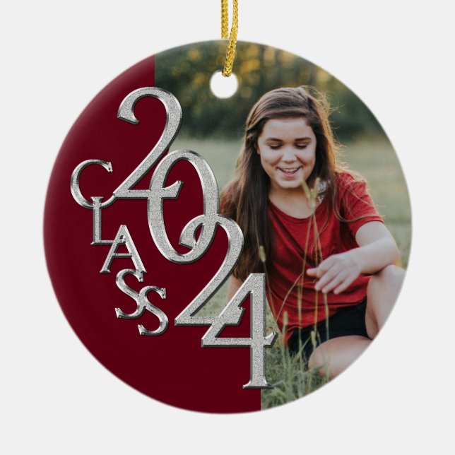 CLASS 2020 Foto von Maroon Silver Keramik Ornament (Vorne)