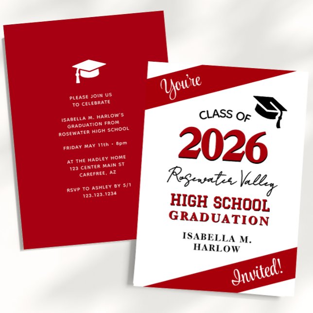 Class Colors Red YY Graduation Invitation Einladung (Von Creator hochgeladen)