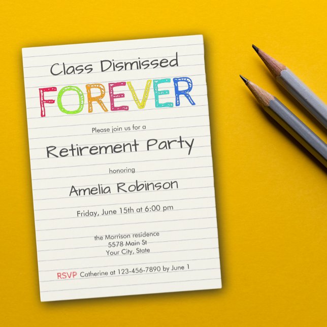 Class Dismissed Forever Teacher Retirement Party Einladung (Von Creator hochgeladen)