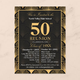 Class of 1976 50th Reunion Invitation Art Deco Postkarte