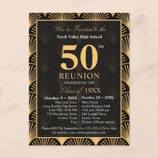 Class of 1976 50th Reunion Invitation Art Deco Postkarte