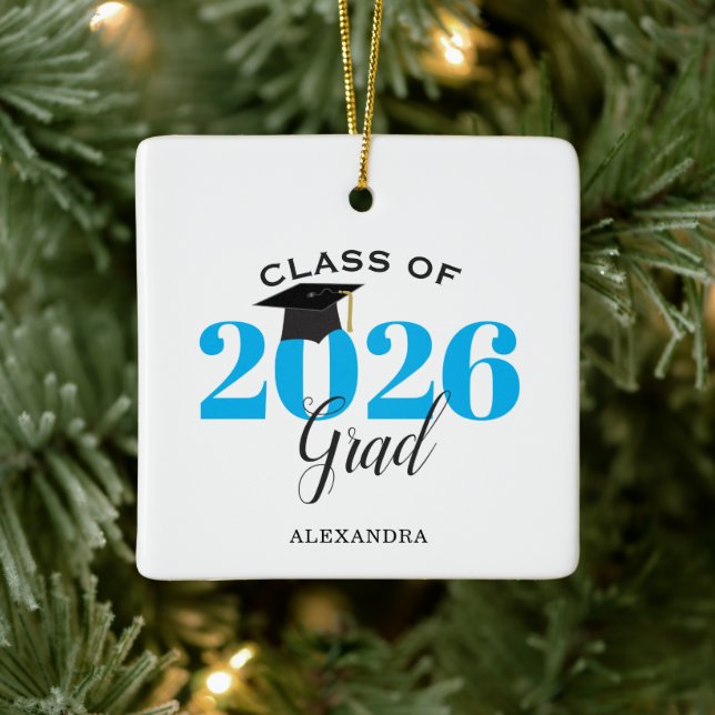Class of 2022 Graduate Modern Light Blue Keramikornament (Baum)