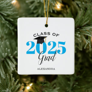 Class of 2022 Graduate Modern Light Blue Keramikornament