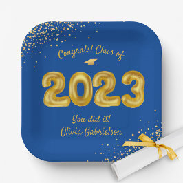 Class of 2023 Balloons, Blue Gold Graduation Party Pappteller