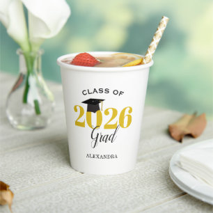 Class of 2023 Grad Gold and Black Paper Cup Pappbecher