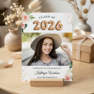 Class of 2023 Graduation Rose Gold Balloon Floral Ankündigung