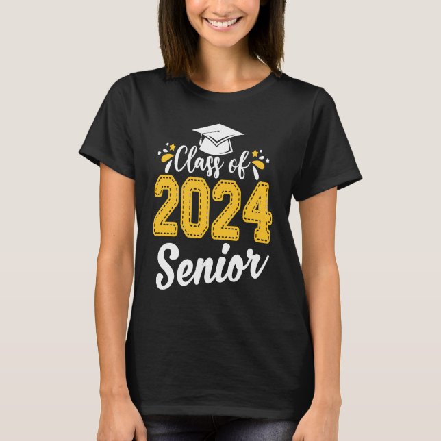 Class Of 2024 24 Senior Graduate Funny Graduation  T-Shirt (Vorderseite)