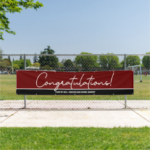 "Class of 2024" Maroon Red and Black Congratulati Banner