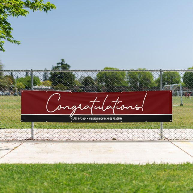 "Class of 2024" Maroon Red and Black Congratulati Banner (Insitu)