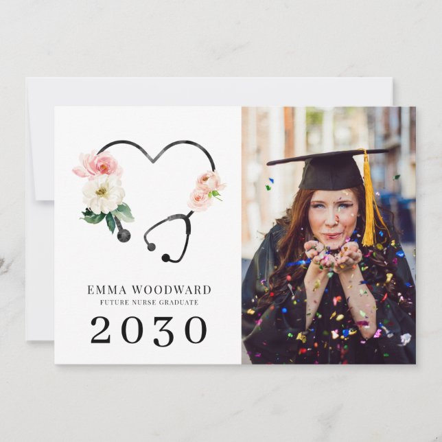 Class Of 2025 Nurse Graduation Photo Announcement Einladung (Vorderseite)