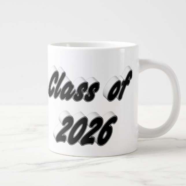 Class of 2026 black typography graduation Jumbo-Tasse (Rechts)