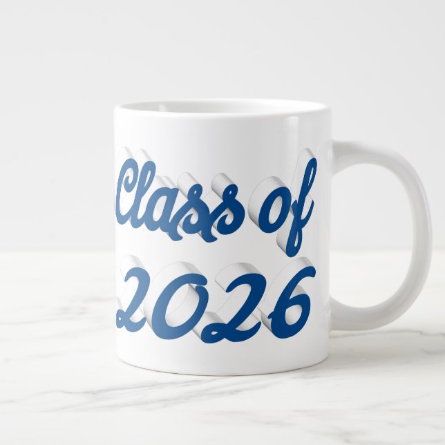 Class of 2026 blue script graduation Jumbo-Tasse (Rechts)
