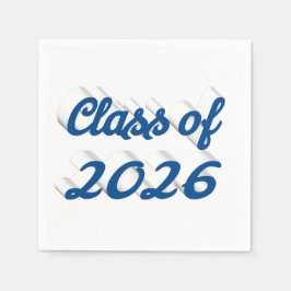 Class of 2026 blue script graduation serviette