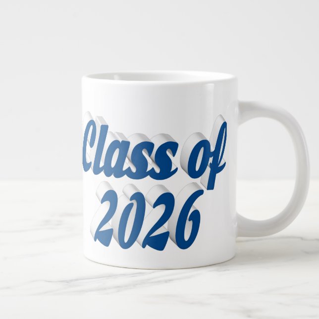 Class of 2026 blue text graduation Jumbo-Tasse (Rechts)