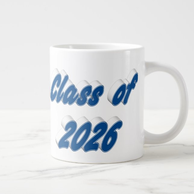 Class of 2026 blue typography graduation Jumbo-Tasse (Rechts)