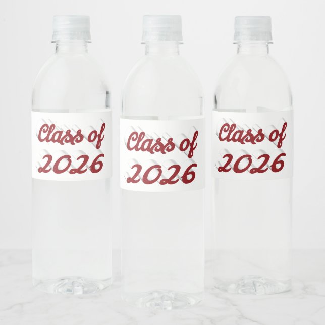 Class of 2026 burgundy script  graduation  wasserflaschenetikett (Flaschen)