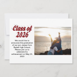 Class of 2026 burgundy text graduation photo einladung