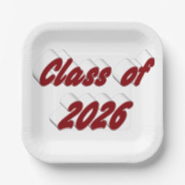 Class of 2026 burgundy tyoography graduation  pappteller