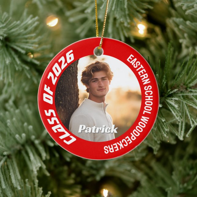 Class of 2026 Customizable School Senior Photo Keramik Ornament (Baum)
