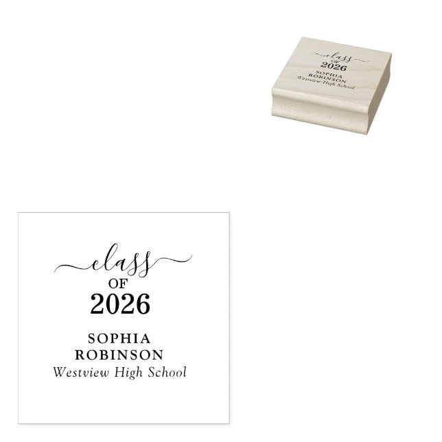 Class of 2026 Gold Script Typography Graduation  Gummistempel (Stempel)