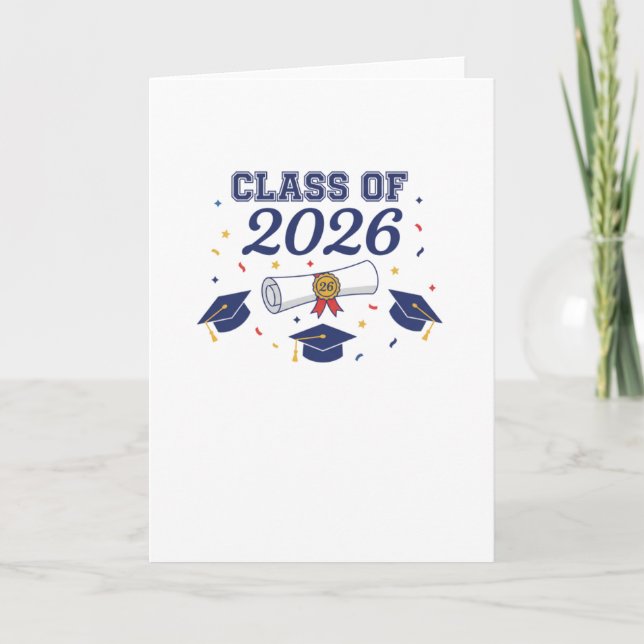 Class of 2026 Grad Caps and Diploma Card Blank Karte (Vorderseite)