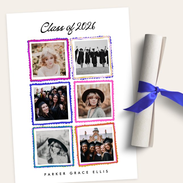 Class of 2026 Graduate 6 Photo Collage High School Ankündigung (Von Creator hochgeladen)