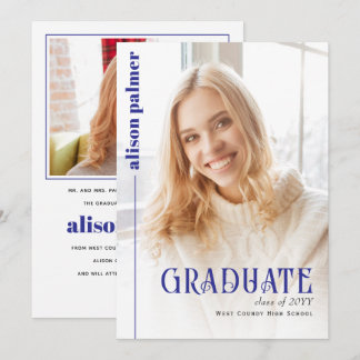 Class of 2026 GRADUATE minimalist blue photo Ankündigung