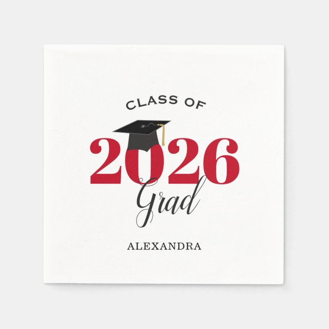 Class of 2026 Graduate Modern Red Napkins Serviette (Vorderseite)