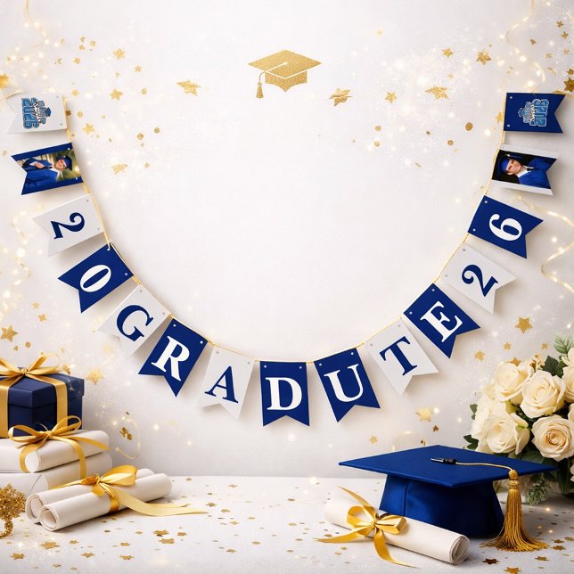 Class of 2026 Graduation Banner in Blue and White  (Von Creator hochgeladen)