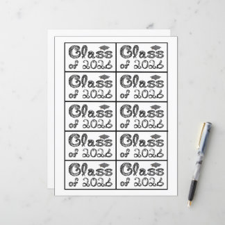 Class of 2026 Graduation Black Tag Captions Paper