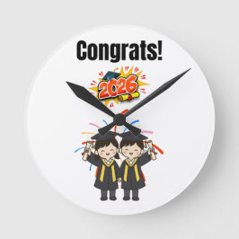 Class of 2026 Graduation Celebration Runde Wanduhr