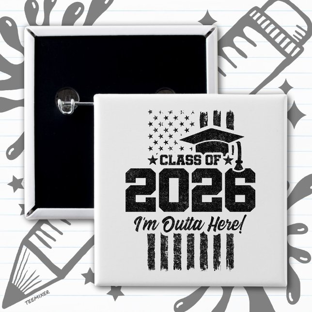 Class of 2026 Graduation Distressed Flag Design Button (Von Creator hochgeladen)