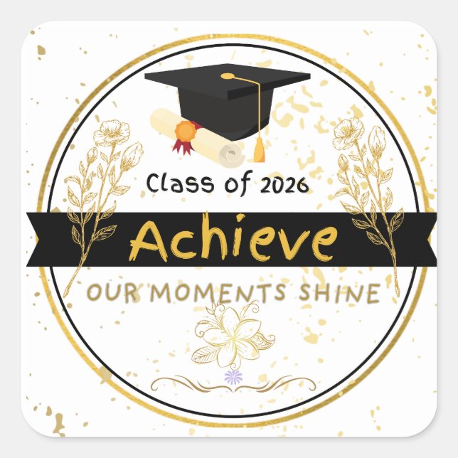 Class of 2026 Graduation Gold Floral Sticker (Vorderseite)