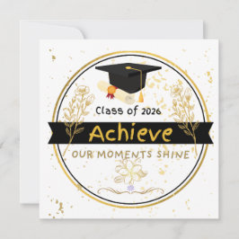 Class of 2026 Graduation Gold Floral Sticker Einladung