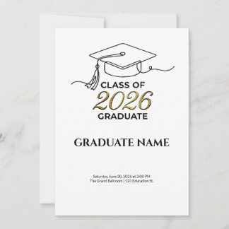 Class of 2026 Graduation Invitation Gold and Black Einladung