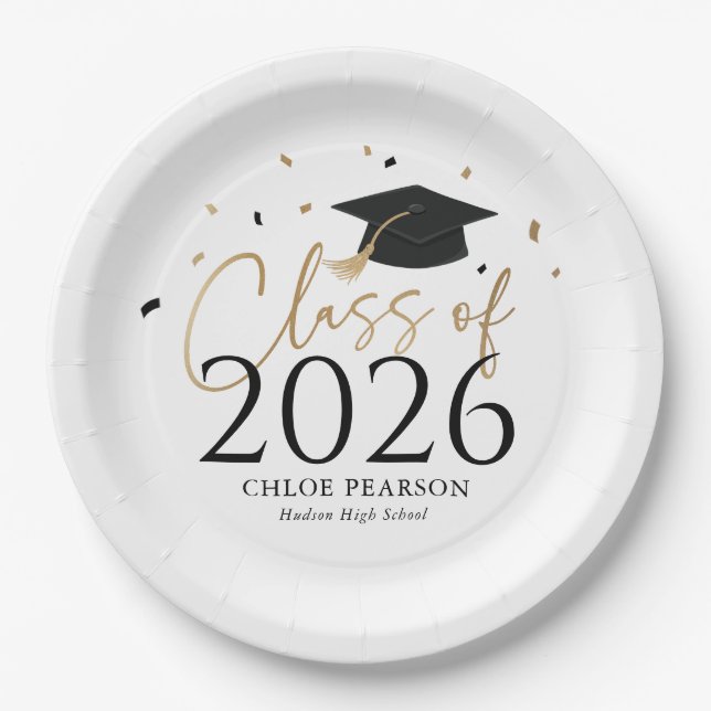 Class of 2026 Graduation Paper Plates Pappteller (Vorderseite)