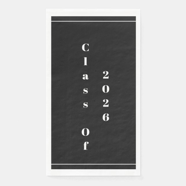 Class Of 2026 Graduation Party Black White Serviette (Vorderseite)