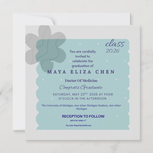 Class of 2026 Graduation Party Invitation | Modern Einladung (Vorderseite)